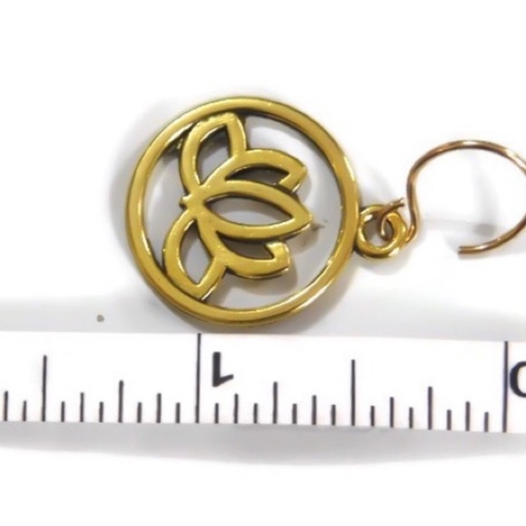 Gold Lotus Flower Earrings - Picture 5 of 6